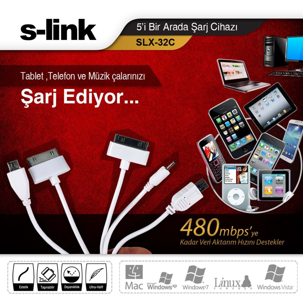 Data & Şarj Kablo Çoklu S-link SLX-32C