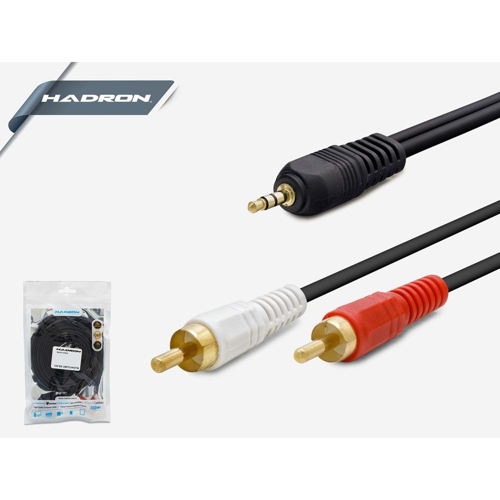 3.5 MM. Aux To 2Rca Ses Kablosu 3 M Hadron HD4250 HDX1031