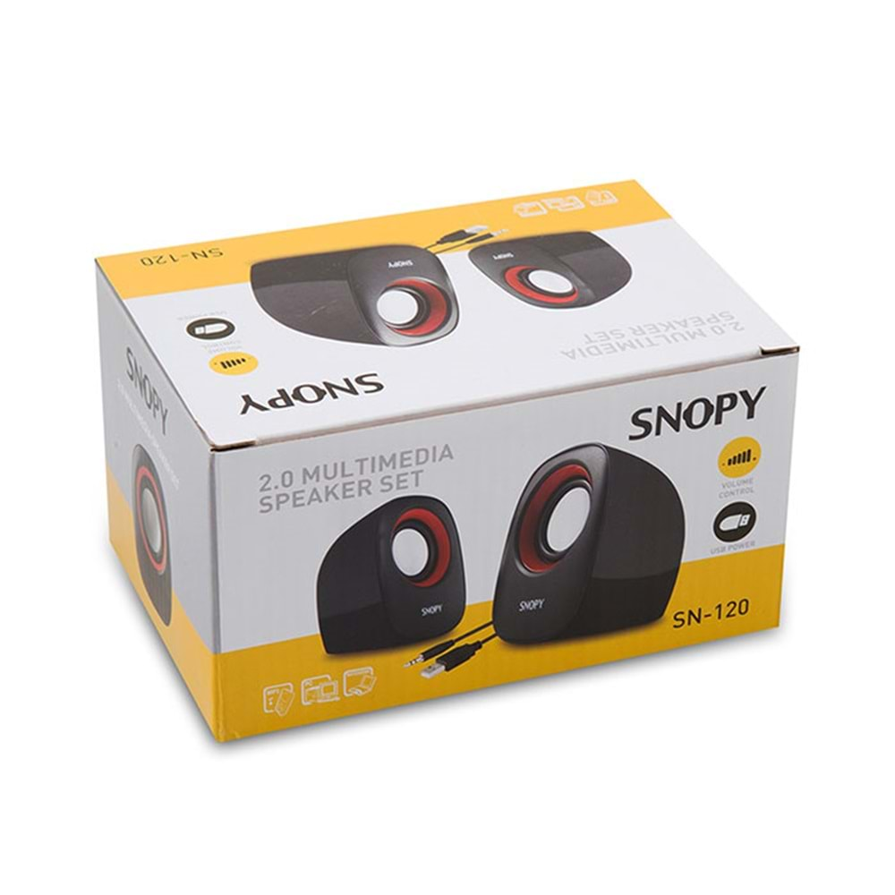 Hoparlör Speaker 1+1 Snopy SN-120 Siyah-Kırmızı