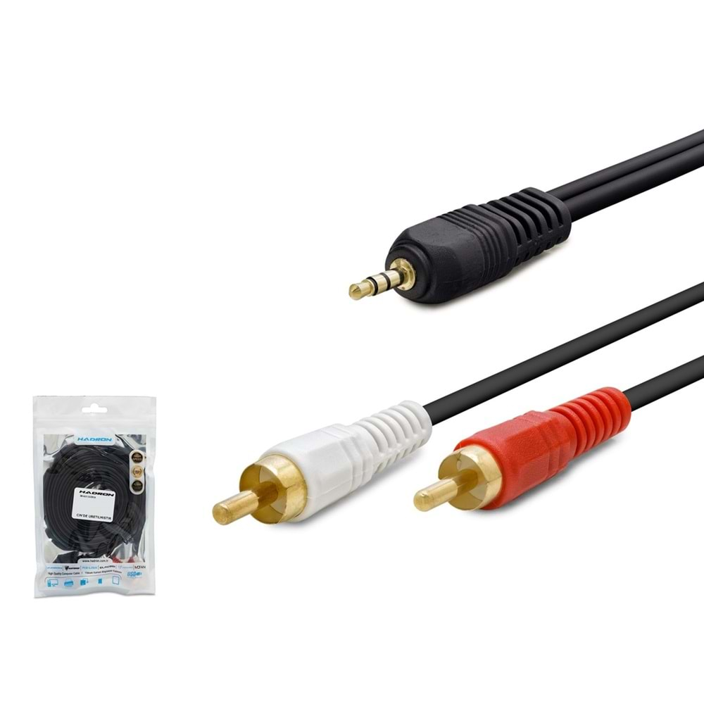 3.5 MM. Aux To 2Rca Ses Kablosu 10 M Hadron HDX1006