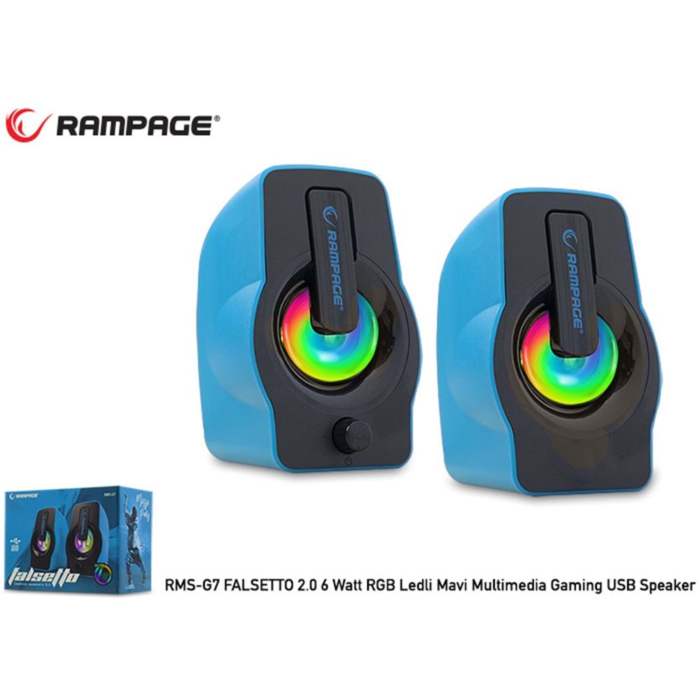 Hoparlör Speaker Usb 6W Rgb Ledli Rampage Falsetto RMS-G7 Mavi