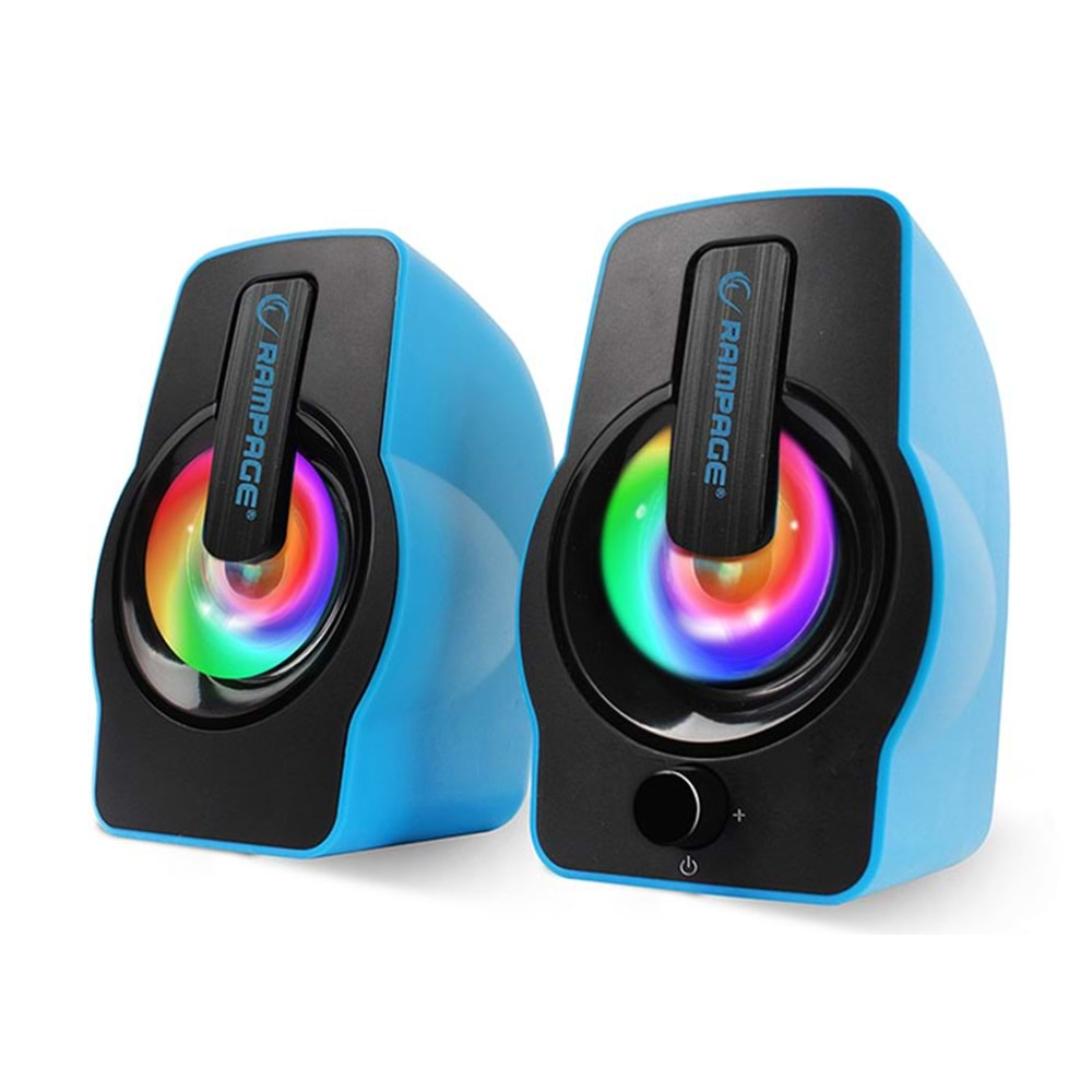 Hoparlör Speaker Usb 6W Rgb Ledli Rampage Falsetto RMS-G7 Mavi