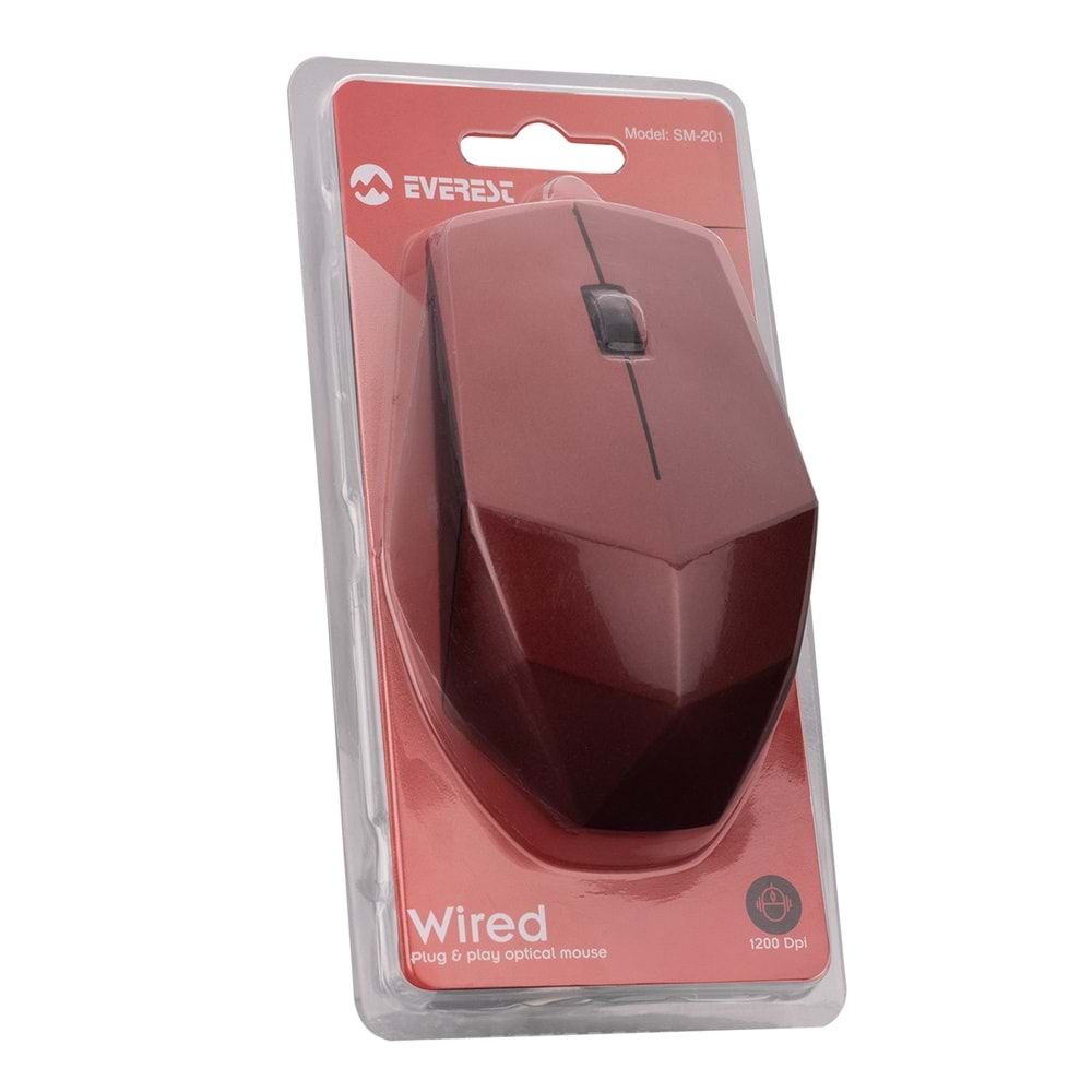 Mouse Optik 1200 Dpi Everest SM-201 Kırmızı