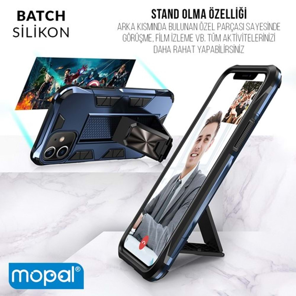 İphone 11 Pro Max Kılıf Standlı Yüzüklü Batch Lacivert