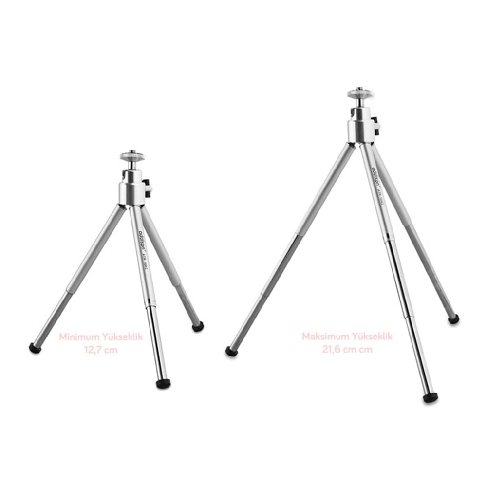 Telefon Tutucu Tripod Kapalı 12.7 Cm Açık 21.6 Cm Addison ATR-10H3