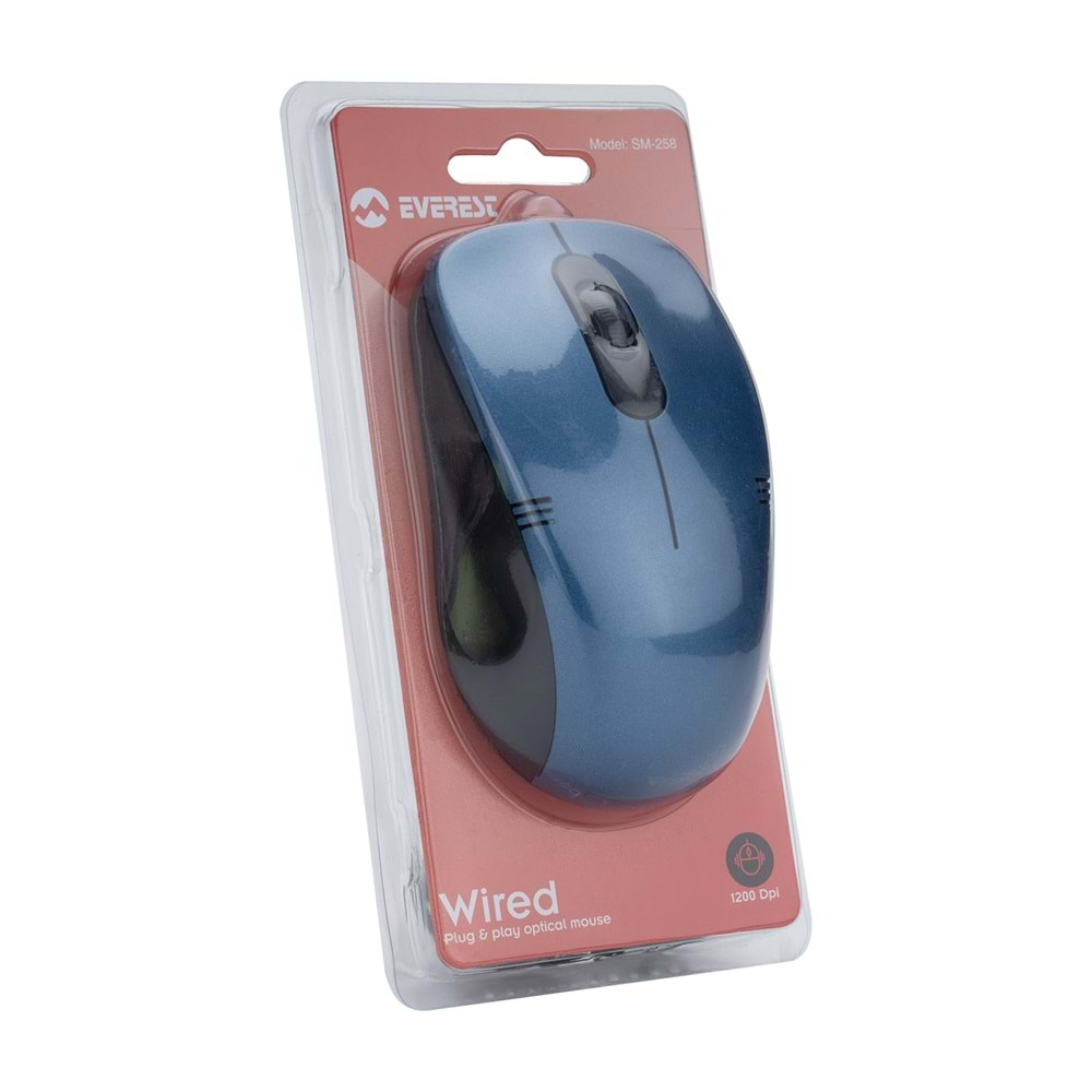 Mouse 1200 DPI Everest SM-258 Mavi