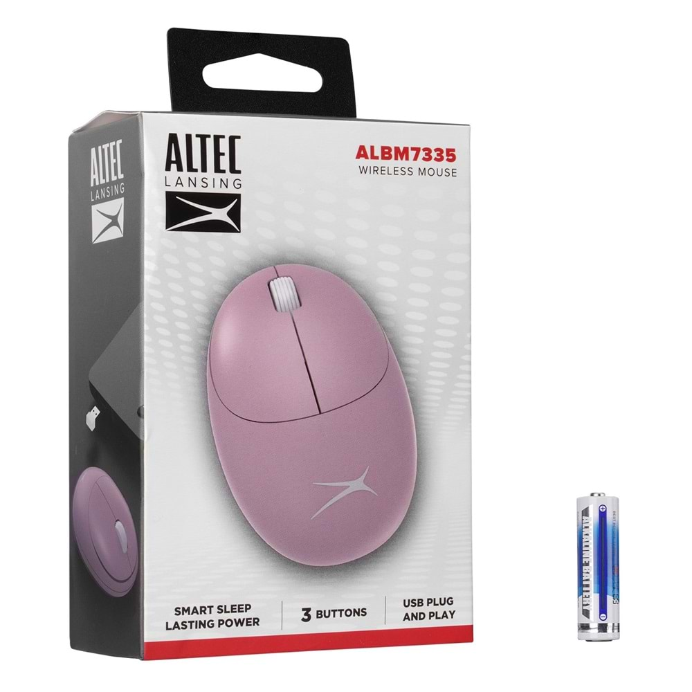 Mouse Kablosuz Alkalin Pilli 2.4 Ghz 1200 Dpi Altec Lansing ALBM7335 Pembe