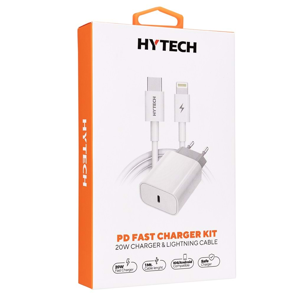 Şarj Aleti 20W QC 3.0 Hızlı Şarj Adaptörü + QC4.0 PD Lightning Kablo Hytech HY-XE40PD