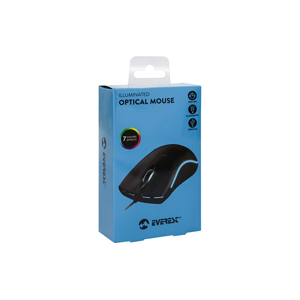 Mouse Optik Ledli Everest SM-M9 Siyah