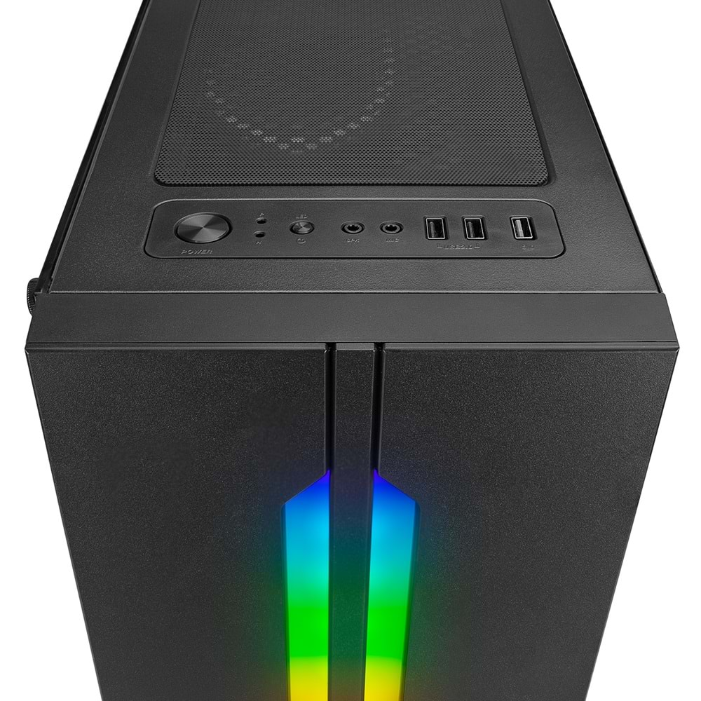 Kasa Oyuncu Tempered Glass 600W 80Plus Rainbow Fan Ve Ledli 1xUsb 3.0 + 2xUsb 2.0 Rampage SPECTRA