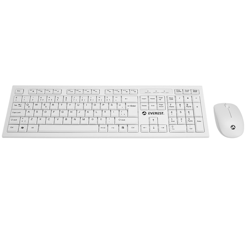 Klavye Mouse Set Multimedia Q Kablosuz Everest KM-6121 Beyaz