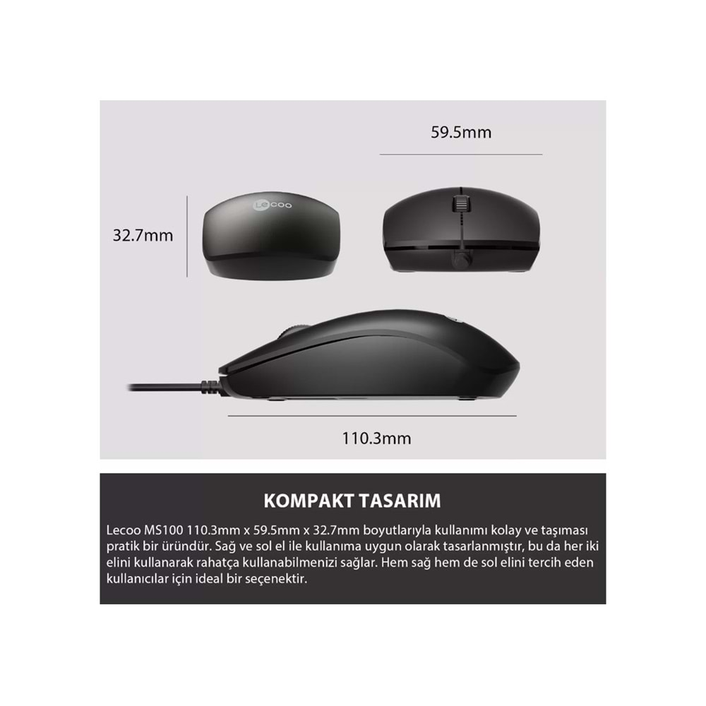 Mouse Optik 1000 DPI Lenovo Lecoo MS100