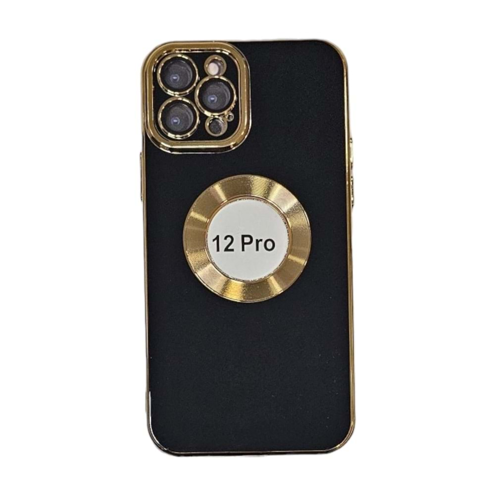 İphone 12 Pro Kılıf Lüx Lazer Gold Siyah