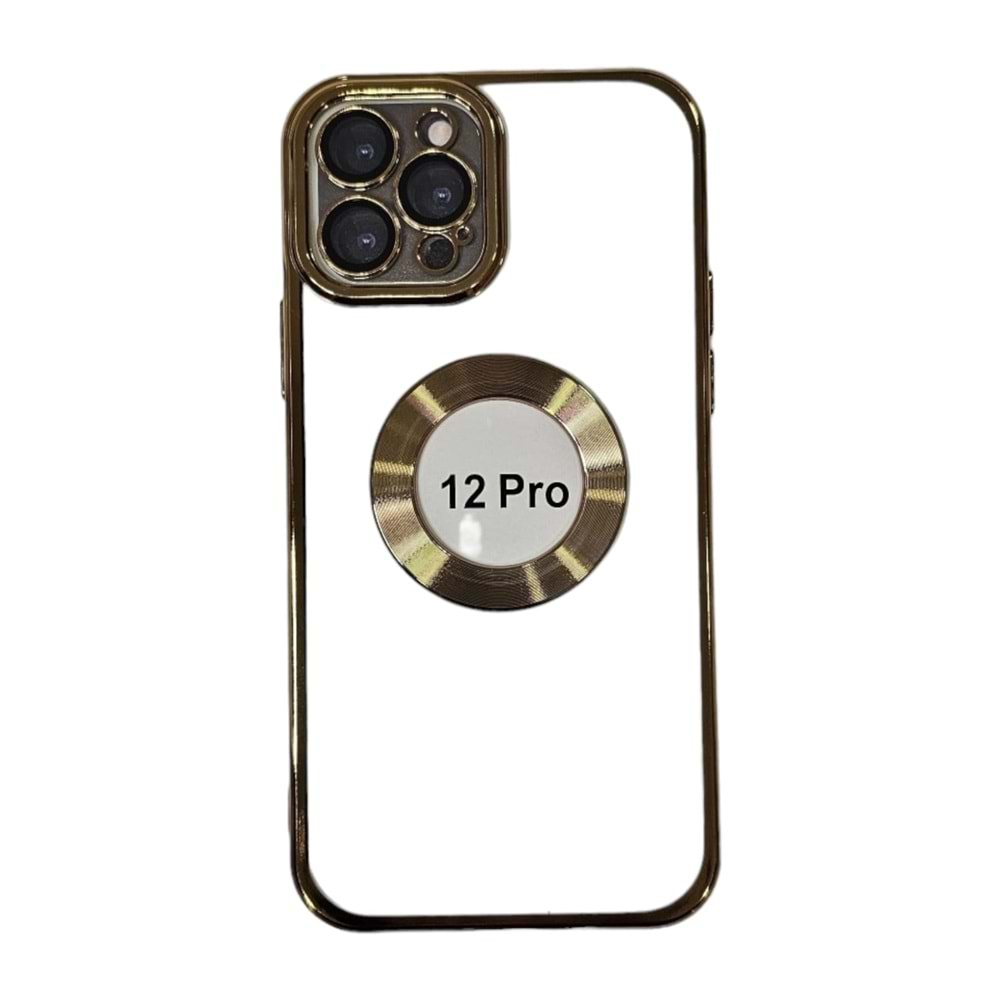 İphone 12 Pro Kılıf Lüx Lazer Gold Şeffaf