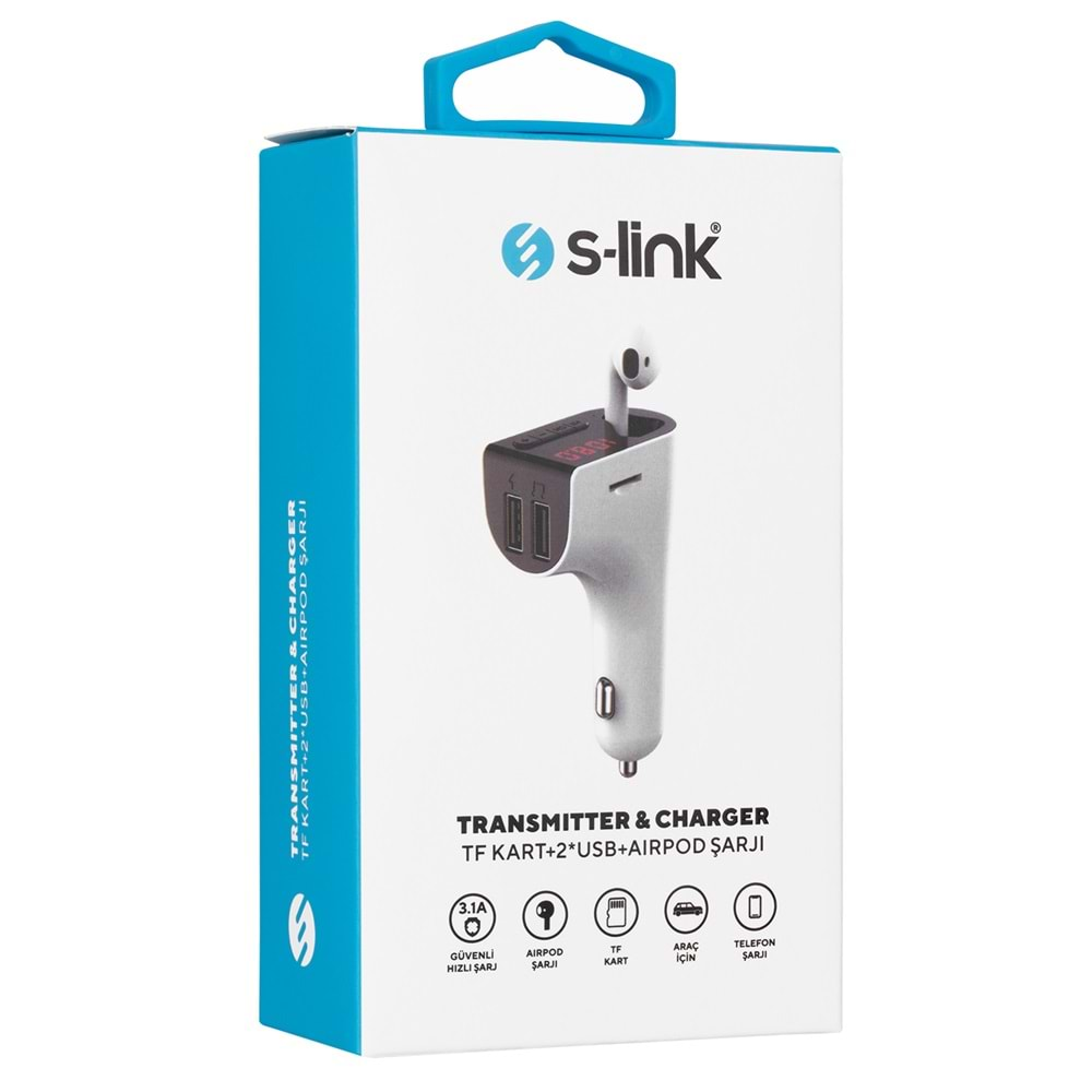 Fm Transmitter Bluetooth Sd Destekli Ve Bluetooth Kulaklık S-Link SL-BT245