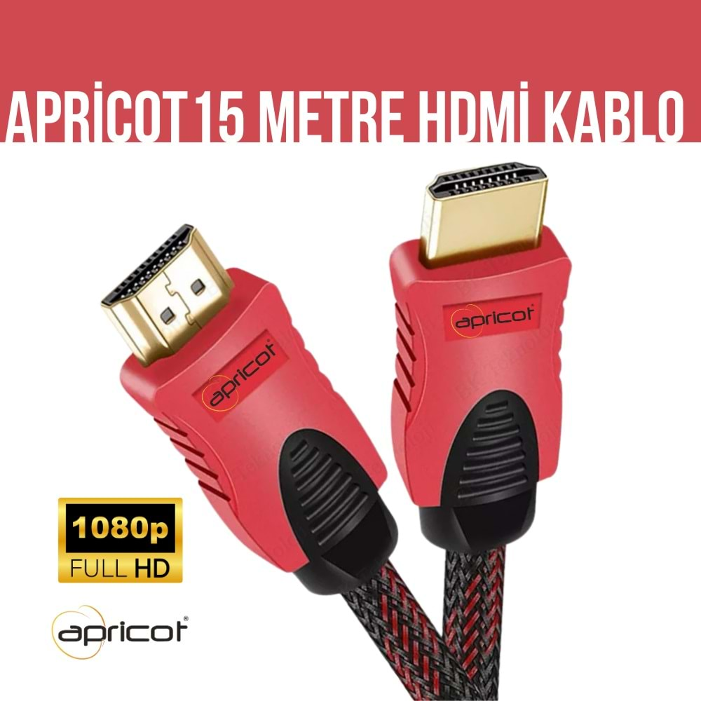 Hdmı Kablo Örgülü 15 Metre Apricot AP-HDK15