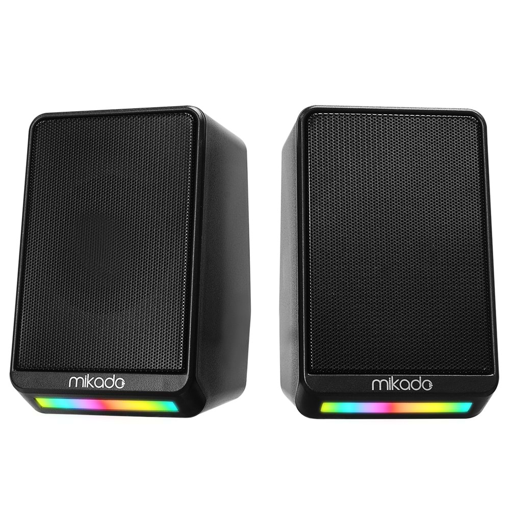 Hoparlör Speaker Usb 1+1 3W*2 Rgb Aydınlatmalı Mikado MD-178 Siyah