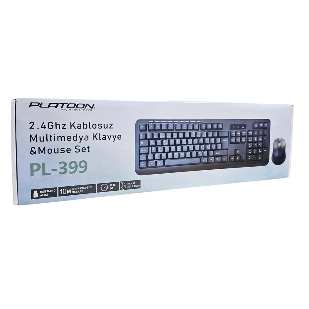 Klavye Mouse Set Q Kablosuz Platoon PL-399 Siyah