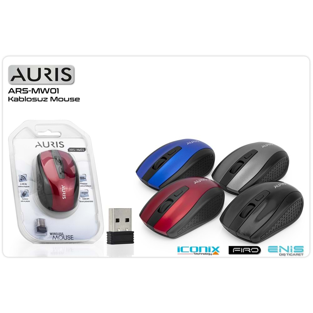 Mouse Kablosuz Auris ARS-MW01 Mavi