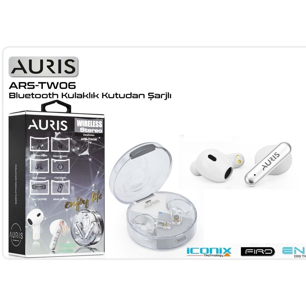 Kulaklık Bluetooth Auris ARS-TW06 Beyaz