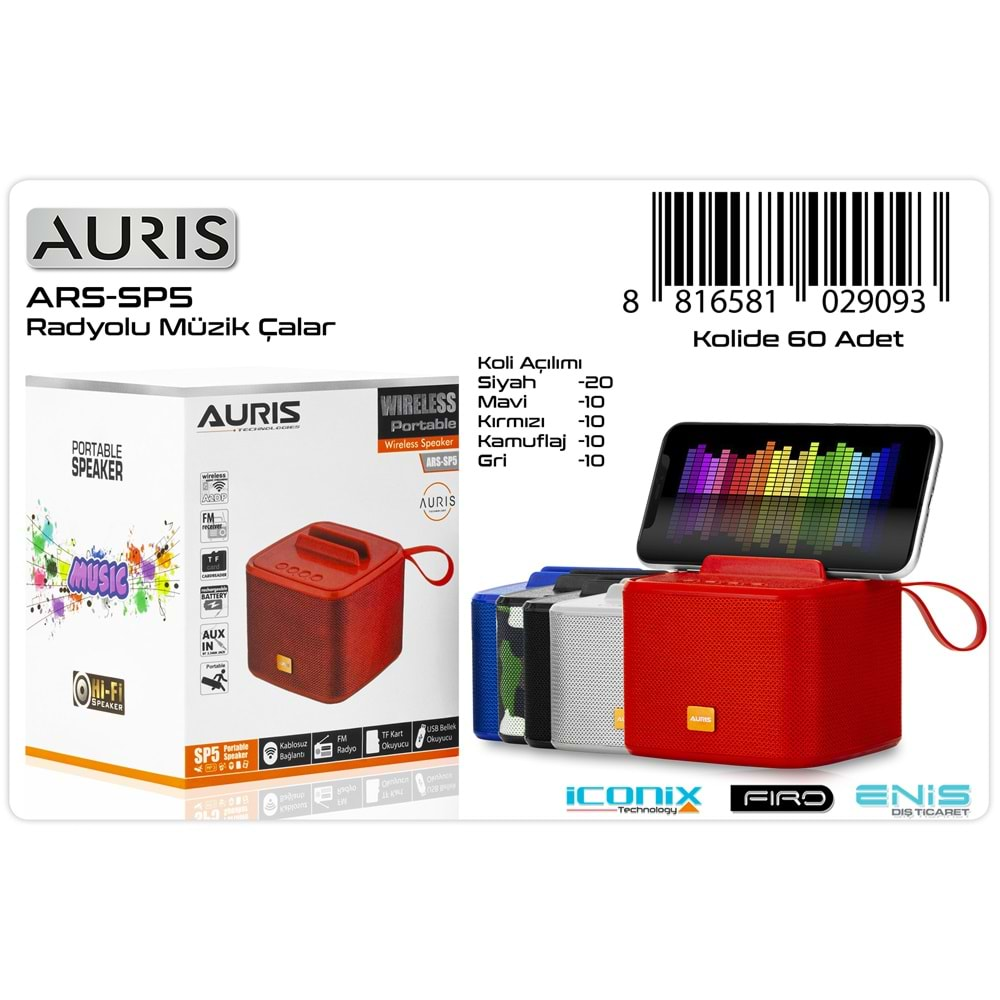 Hoparlör Bluetooth-Usb-Sd Auris ARS-SP5