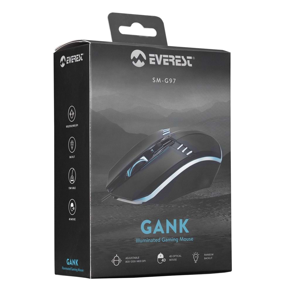 Mouse Oyuncu Gaming Rainbow Işıklı Everest SM-G97 GANK