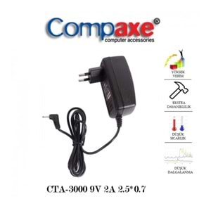 Tablet Adaptör 9V 2A 2.5x0.7 mm Compaxe CTA-3000