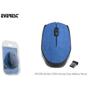 Mouse Kablosuz Kumaş Yüzey Everest KM-218 Mavi