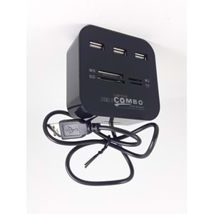 Usb Çoğaltıcı & Kart Okuyucu 3 Port 2.0 Hadron HD160 HDX7006 Siyah