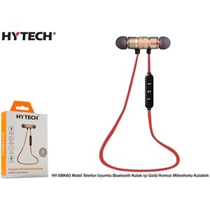 Kulaklık Bluetooth Mobil Telefon Uyumlu Hytech HY-XBK60 Gold-Kırmızı