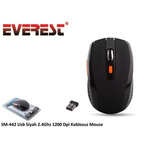 Mouse Kablosuz 2.4 Ghz 1200 Dpi Everest SM-442 Siyah