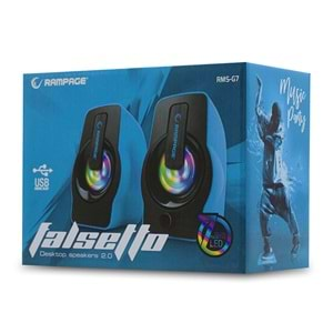 Hoparlör Speaker Usb 6W Rgb Ledli Rampage Falsetto RMS-G7 Mavi