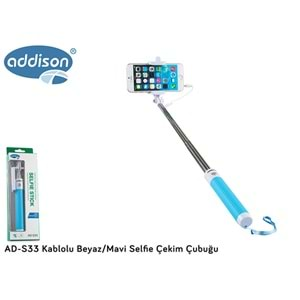 Selfie Çubuğu Kablolu Addison AD-S33 Mavi