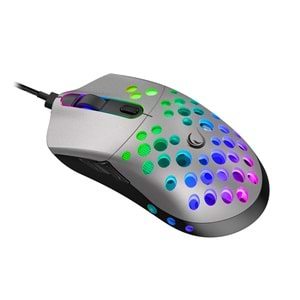 Mouse Oyuncu Ultra Hafif RGB Ledli 12000 Dpi Rampage SMX-R66 ROCKET Gümüş