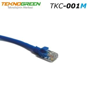 Ethernet Patch Kablo Cat 6 1 Metre Mavi Teknogreen TKC-001M