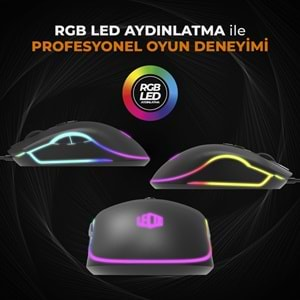 Mouse Oyuncu RGB Ledli 7 Tuşlu 6400 Dpi Lenovo Lecoo MS108