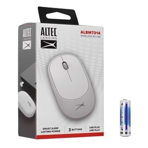 Mouse Kablosuz Alkalin Pilli 2.4 Ghz 1200 Dpi Altec Lansing ALBM7314 Beyaz