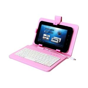 Klavye Tablet Uyumlu Micro + Mini USB 7 Inch Everest KB-TAB07 Pembe