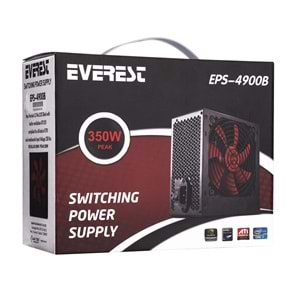 Power Supply ATX Peak 350W 2 IDE 4 SATA 4+4P CPU 12cm Fan Everest EPS-4900B