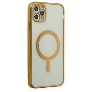 İphone 11 Pro Max Kılıf Lüx Lazer Magsafe Gold