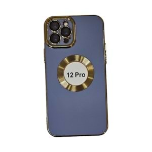 İphone 12 Pro Kılıf Lüx Lazer Gold Mavi