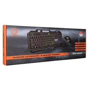 Klavye Mouse Set Oyuncu Gökkuşağı Zemin Aydınlatmalı Hytech HKM-X86 QUIN Siyah