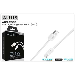 Data Ve Şarj Kablo İphone Lightning 1 Mt 3.1 Amper Auris ARS-CB33