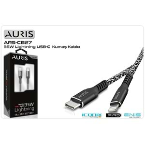 Data Ve Şarj Kablo Type-C To Lightning Kumaş 1 Mt 35 W Auris ARS-CB27