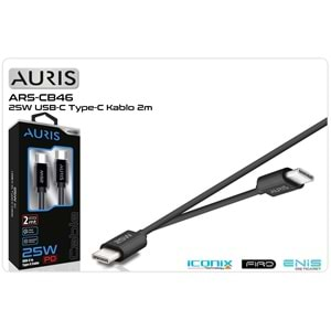 Data Ve Şarj Kablo Type-C To Type-C 2 Mt 25 W Auris ARS-CB46