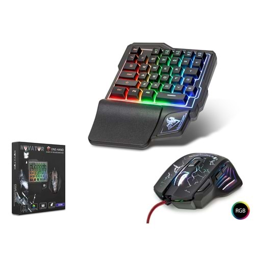 Klavye Mouse Set Q Kablolu Mini Oyuncu Işıklı Hadron Novator G506