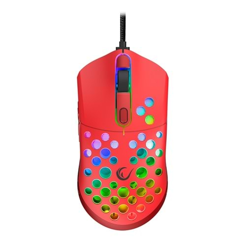 Mouse Oyuncu Ultra Hafif RGB Ledli 12000 Dpi Rampage SMX-R66 ROCKET Kırmızı