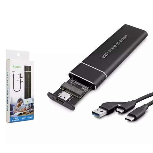 Hard Disk Kutusu 2.5 İnç Nvme M.2 Type-C + Usb Hadron HDX1768