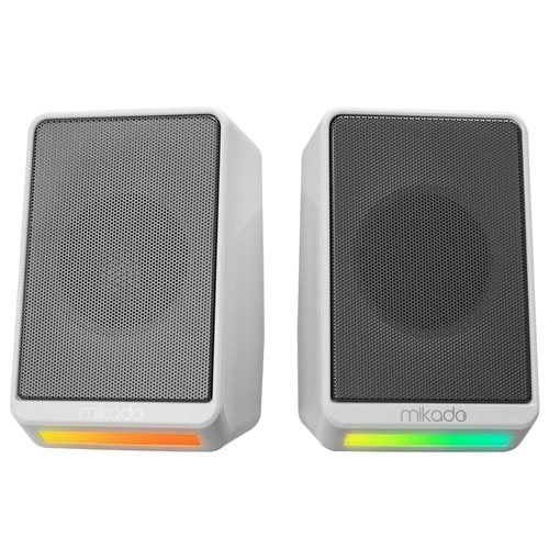 Hoparlör Speaker Usb 1+1 3W*2 Rgb Aydınlatmalı Mikado MD-178 Beyaz