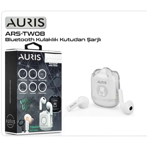 Kulaklık Bluetooth Auris ARS-TW08 Beyaz